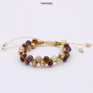 Brazalete de doble fila trenzado con cuarzos de protección